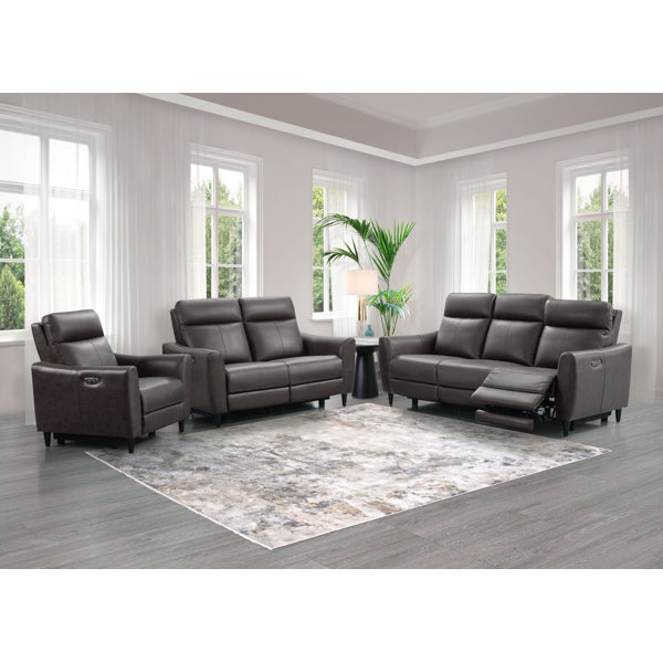 Wade Logan® Apfel 3 Piece Genuine Leather Reclining Living Room Set